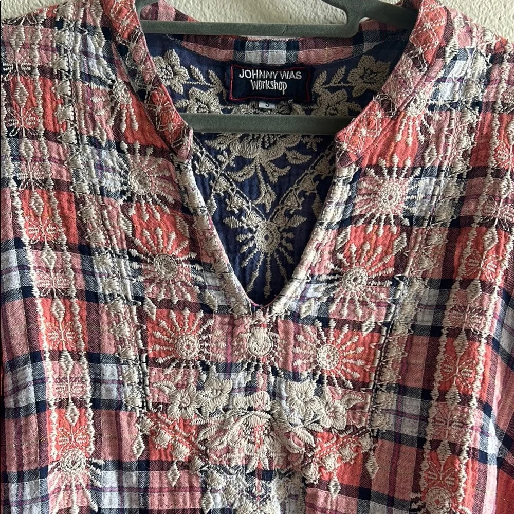 Johnny Was Red and Blue Embroidered Blouse - Picture 3 of 11